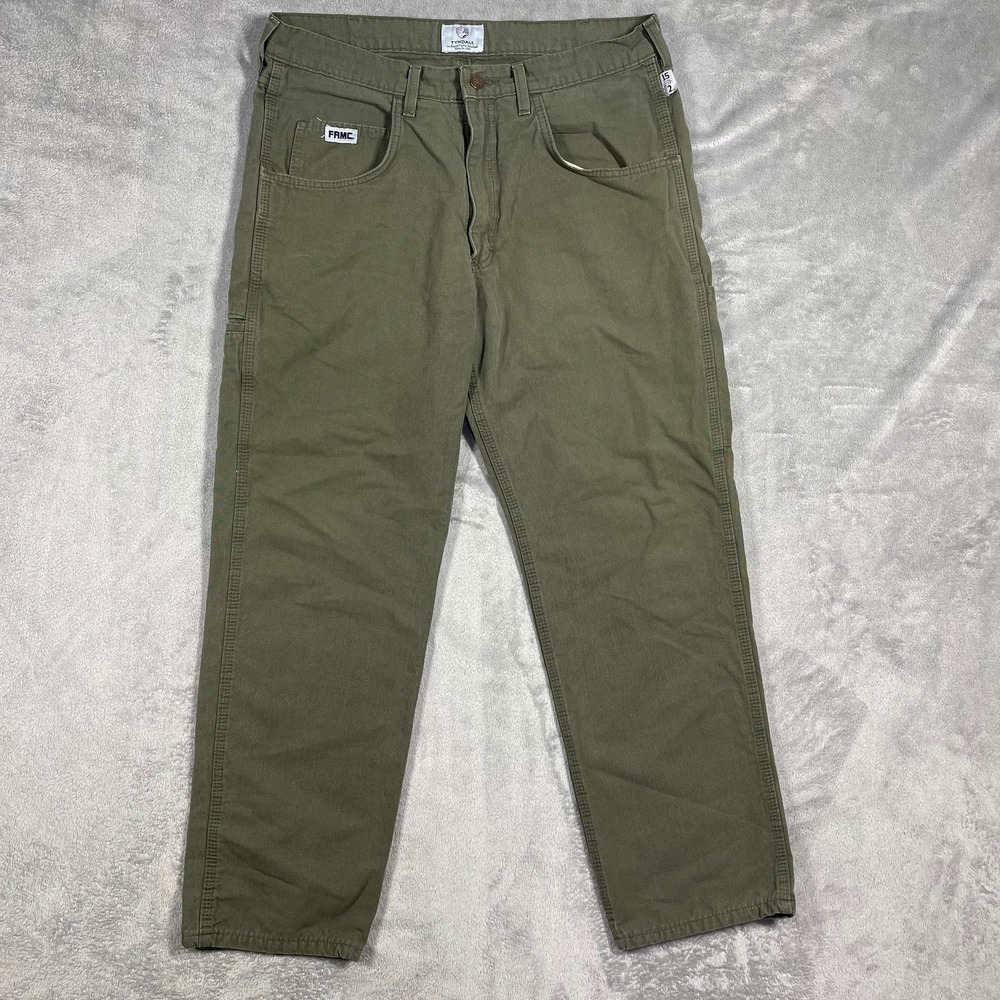 Tyndale FRMC Work Pants Mens 34x30(29) Green Flame Resistant Arc Rated USA Made